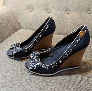 Coach Thalia wedge peep toe with bowl and platform